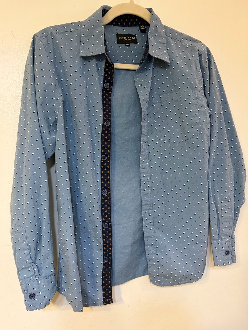Kenneth Cole Light Blue Shirt with Navy Contrast Trim
